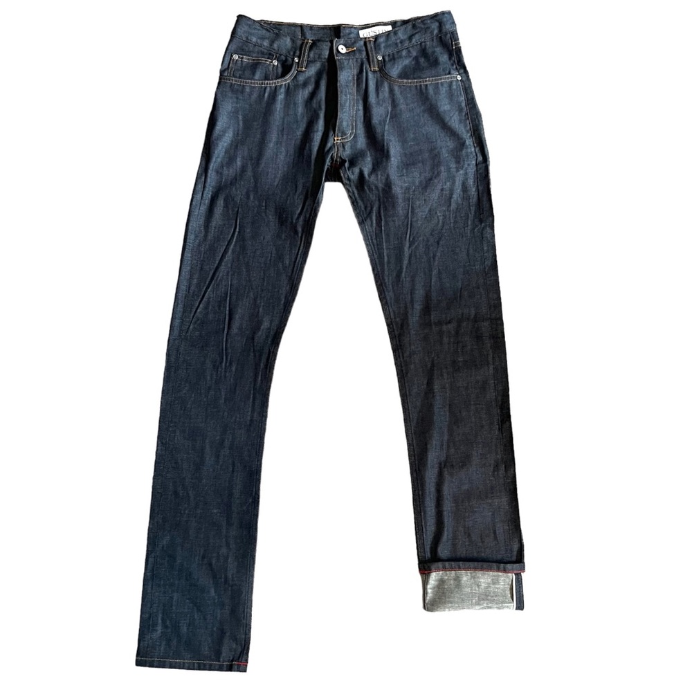 Gustin Men’s 390 Indigo Feather Weight Skinny Jeans Sz 33 Raw Japanese Selvedge